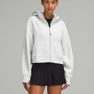 Lululemon scuba full zip gray size XS S hood and full zip crop ish length